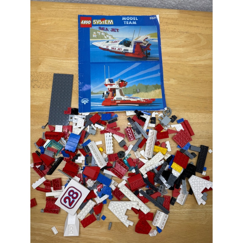 Vintage LEGO System Model Team Sea Jet 5521 Bricks and Instructions Lot 1993